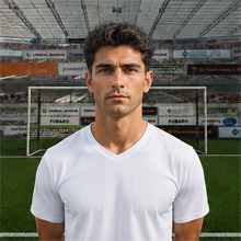 Fußballmanager FußballspielerÁkis Halkias (KI-generiert)
