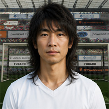 Fußballmanager Fußballspieler Akamaru Taketa (KI-generiert)